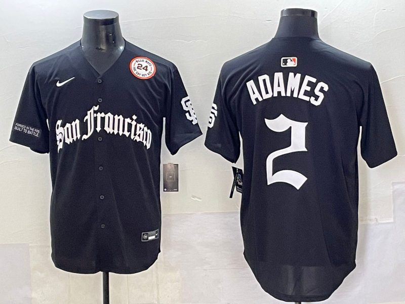Men 2025 San Francisco Giants #2 Adames Black Five generations Joint Name Nike MLB Jersey style 21->san francisco giants->MLB Jersey